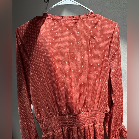 LIKE NEW | Saltwater LUXE Lena Peasant Mini Dress in Rose Dots Women’s Medium - Picture 12 of 12